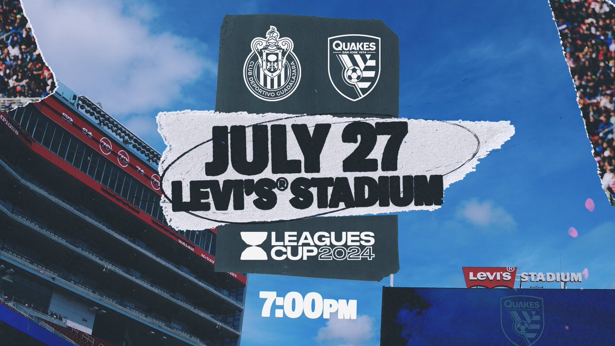 The @SJEarthquakes are taking on @Chivas in their first-ever competitive match in the Bay Area as part of @LeaguesCup! Don’t miss @Cc4Official's homecoming right here at #LevisStadium ⚽️ #LeaguesCup2024