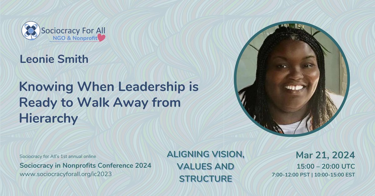 🌟 Join us on a journey of leadership evolution with Leonie Smith! In her talk, 'Walking Away from Hierarchy,' she'll unravel the keys to embracing a new era of leadership. 🚀 ow.ly/Eg4R50QIzii #LeadershipEvolution #SociocracyTalk