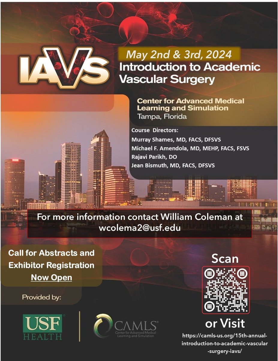 General surgery residents and medical students aspiring for a vascular track are invited to join us for the Introduction to Academic Vascular Surgery conference May 2nd & 3rd, 2024. For more on the program and to complete the application process ➡️ buff.ly/4a1xo0I
