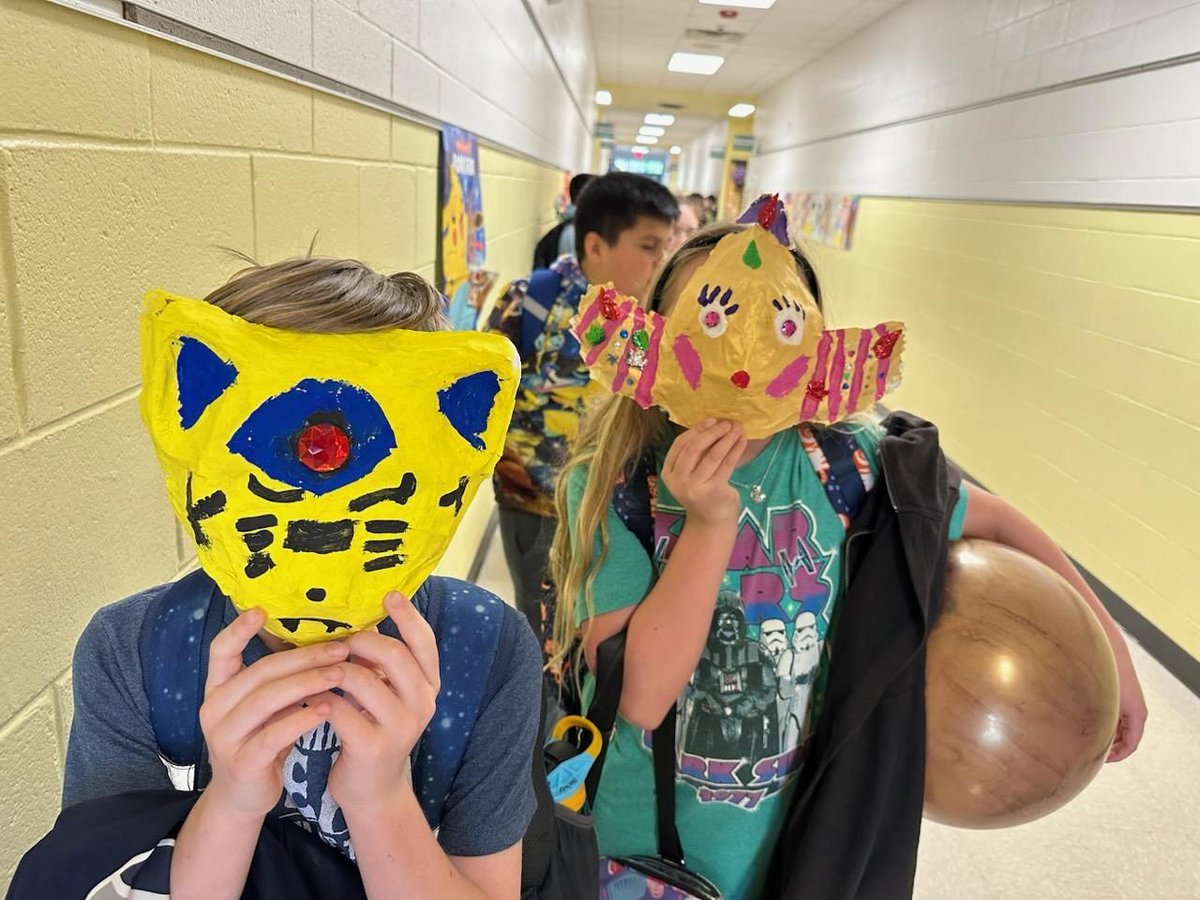 Paper Mache masks have been making their way around the school the past several weeks!  #dualschool