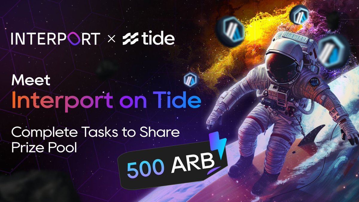 🌊 Join @InterportFi in a @Tide_web3 quest and get a chance to win a share of a 500 $ARB reward pool! ✅ Follow, like, RT & join our Discord 🔄 Engage in cross-chain transactions on the @arbitrum chain via @LayerZero_Labs 📅 Ends: April 14 Start now: tideprotocol.xyz/users/campaign…