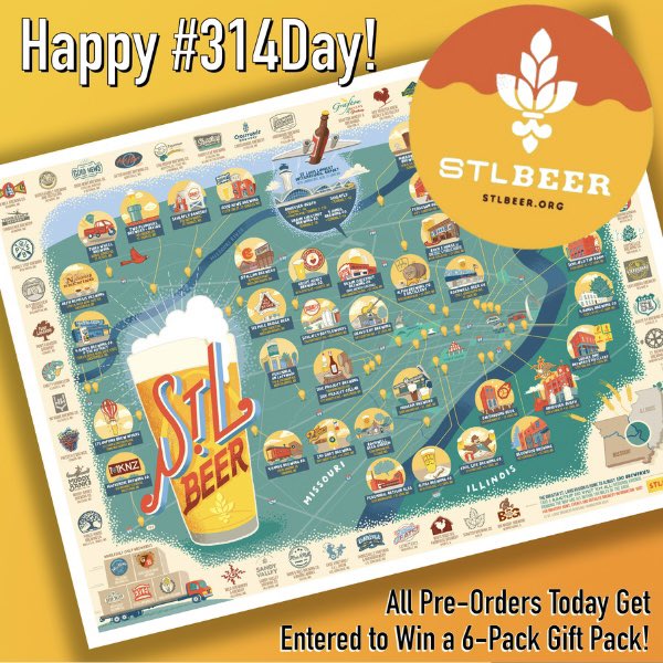 We love our beer to be #stlmade, especially on #314Day!

Want an exciting STLMade Six Pack &amp; swag from us at <a href="/STLBEER/">STLBEER</a>, just head on over to our special 314 Day page and pre-order your very own Breweries of Greater St. Louis Print for your chance to win!

stlbeer.org/314day/