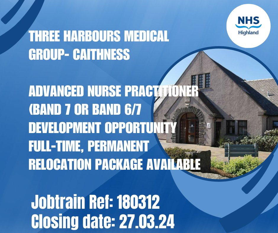#nhshighland #vacancy A unique opportunity to join Three Harbours Medical Group, reshaping Primary Care provision in Caithness, based in the stunning far North Highlands of Scotland, right on the famous NC500! Apply via: apply.jobs.scot.nhs.uk/Job/JobDetail?…
