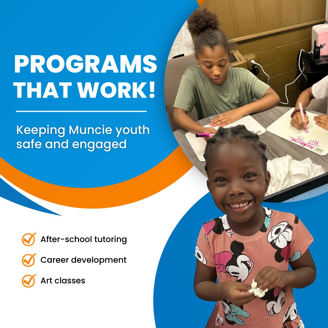 We offer programs that work! With after-school tutoring, career development and art classes, our high quality educational programming keeps Muncie youth safe & engaged. Visit our website to learn more about all of our programs: ow.ly/rbIU50QQhFp