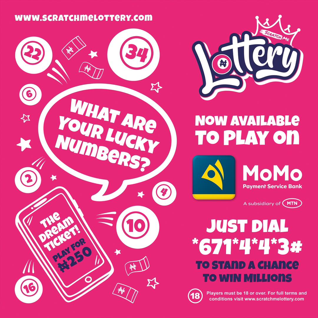 Asides from the physical stores, you can now buy tickets for ScratchMe Lottery draws on MTN Momo by dialing *671*4*4#.  #scratchmelottery