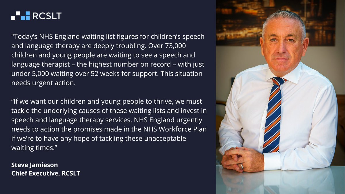 Read @RCSLT's response to @NHSEngland's latest waiting time data for children and young people's community speech and language therapy services ⬇️⬇️ @SteveJamieson12 @SeanPert @IrmaDonaldson19 @Nick_Hewer