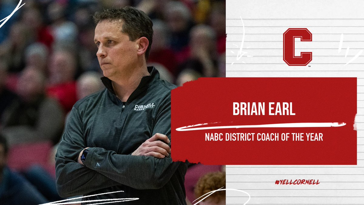 Special congrats to @cornell_mbb's Chris Manon (first team) and head coach Brian Earl (Coach of the Year) for being honored with all-district accolades by the National Association of Basketball Coaches (NABC). #YellCornell