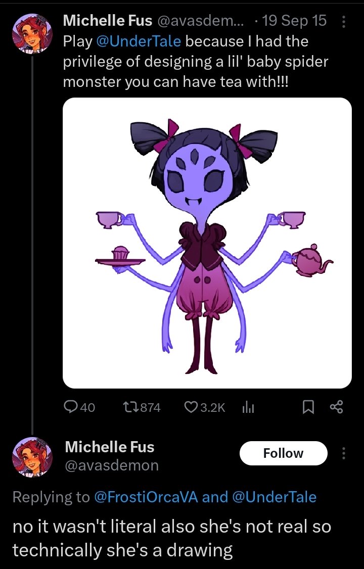 Daily Toby Fox Trivia (@dailytobytrivia) on X: Muffets creator stated  that they didnt assign a ...