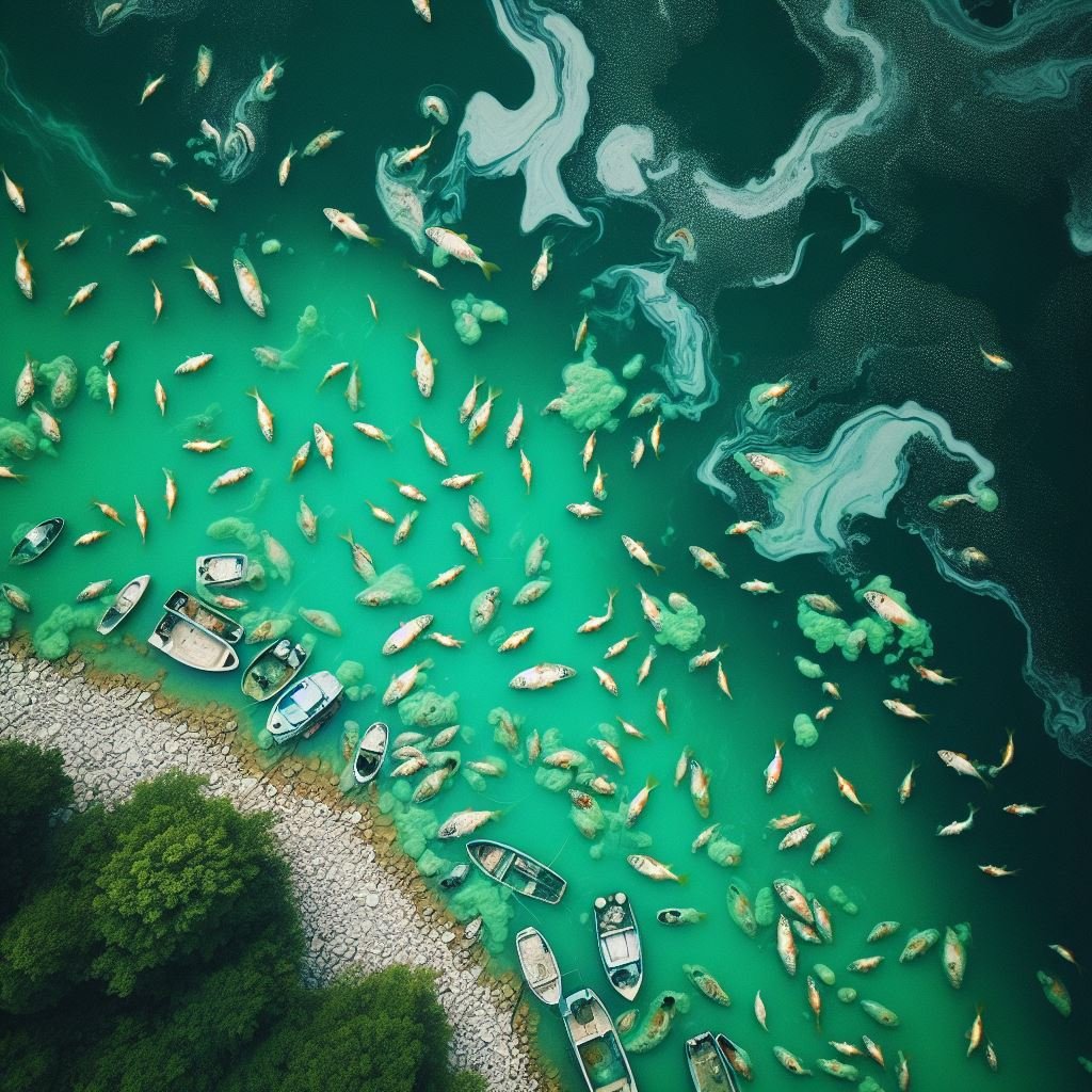 Out of curiosity, I asked AI to generate an image representing lake deoxygenation. Seems to be accurate for the most extreme cases.