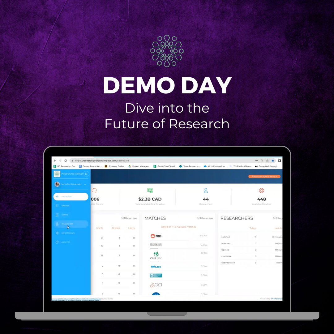 Join us for an exclusive glimpse into how our platform transforms grant applications and fosters industry collaborations! Don't miss this opportunity to revolutionize your research journey. Reserve your spot now! bit.ly/3sR4ksN #DemoDay #ResearchImpact #Innovation