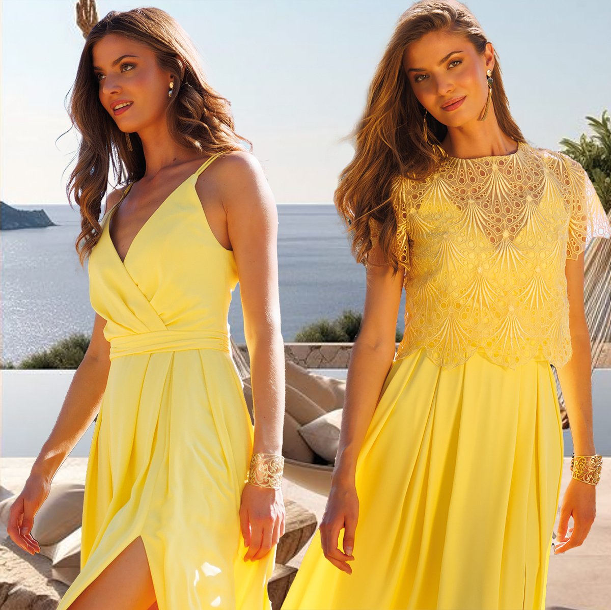 Yellow combi: Lace top combined with a maxi dress in a stunning yellow soft satin

#RaffaelliCasualChique #Raffaelli #Casualchique #satindress #yellowdress #summerdress #fashion #longdress #maxidress #lacetop #everyoccasion #dinnerwear #weddingguest  #lentefeest #communiefeest