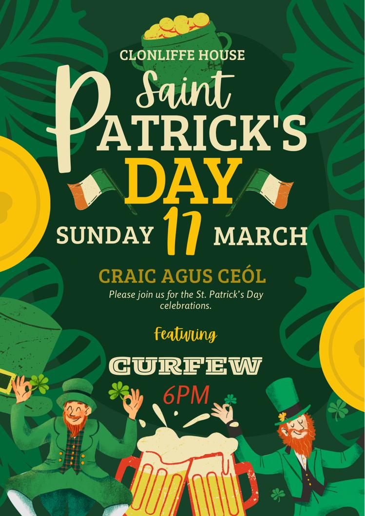 ClonliffeHouse's tweet photo. We have a great music line-up this #BankHolidayWeekend 👌
Friday Resident DJ Paul / Saturday live music with 'Verse 3' and more live music on Sunday with 'Curfew'☘️ #StPatricksDay2024 #patricksWeekend 🇮🇪 #Dublin https://t.co/HpXEMghU5f