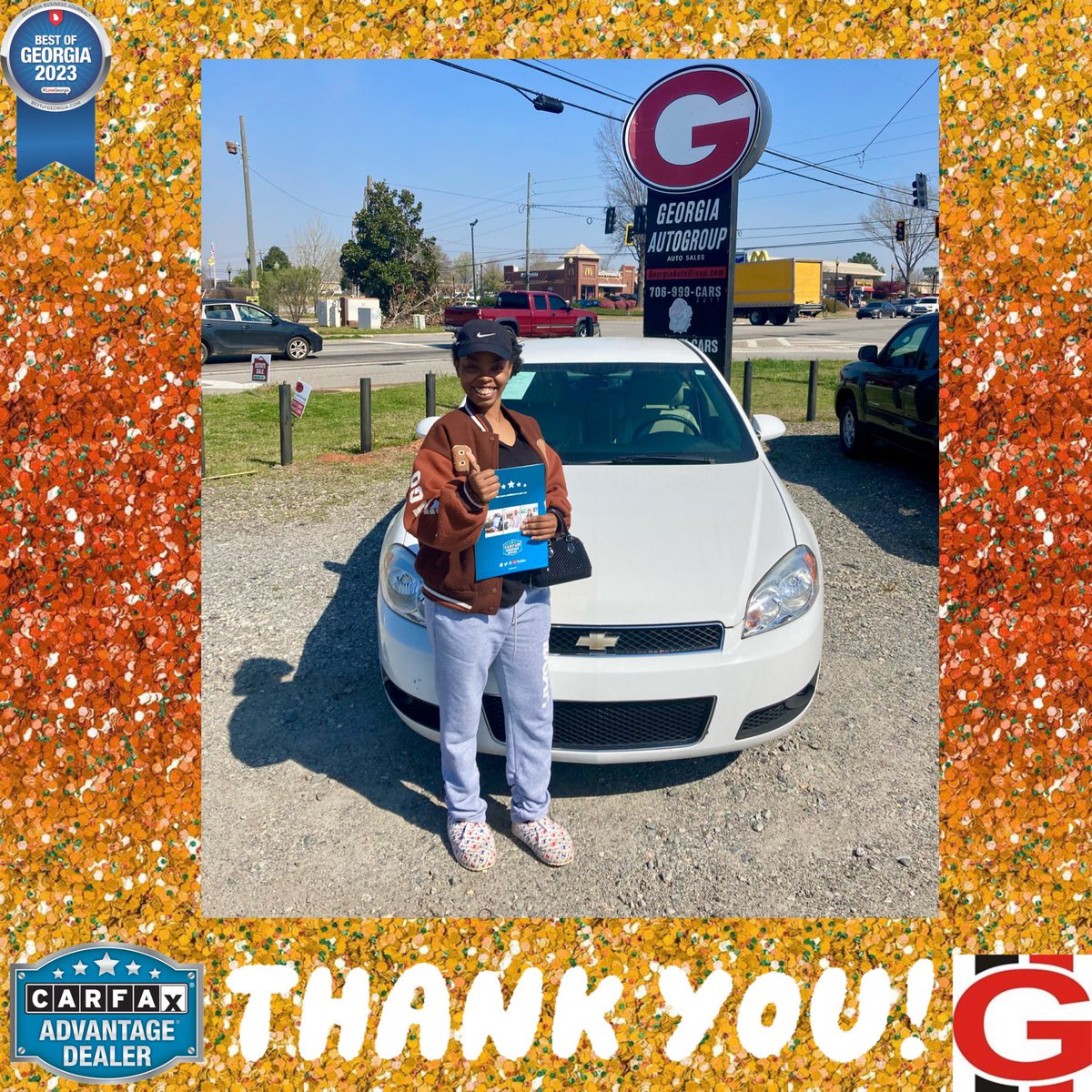 GAautogroup's tweet photo. Thank you for your business! 🚗🤩
#thankyou #greatdeal #chevyimpala #chevy #impala #chevrolet #nodealerfees🚫 #showmethecarfax🦊 
#smallbusiness #familyownedbusiness #eatonton #lakeoconee #greensboro #madison #watkinsville #milledgeville #winder #athens #augusta #macon #covington #putnamcounty #greenecounty #ga #cars #trucks #SUVs #usedvehicledealer #carsforsale #georgiaautogroup