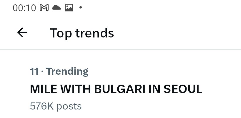 Mile's key word still trending No.11 on Thai Top Trend now 

MILE WITH BULGARI IN SEOUL 

<a href="/milephakphum/">mile phakphum</a> <a href="/Bulgariofficial/">Bvlgari</a>
#MileXBulgari1stEventInSeoul