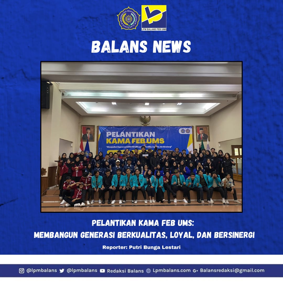 lpm_balans's tweet photo. [Balans News]
 
FEB, Balans - Dalam rangka mewujudkan regenerasi yang berkualitas, loyalitas, dan bersinergi, Fakultas Ekonomi dan Bisnis (FEB) Universitas Muhammadiyah Surakarta (UMS) menggelar acara pelantikan Keluarga Mahasiswa (KAMA) pada pagi ini. https://t.co/SZUlqvfK6I