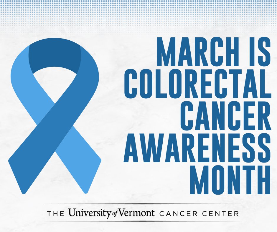 March is colorectal cancer awareness month.💙🎗️ Colorectal is the third most common cancer diagnosed in the U.S., but with regular screening, almost all colorectal cancer can be prevented. 👉 45 is the recommended age to begin screening. More info: vtaac.org/resources-2/cr…