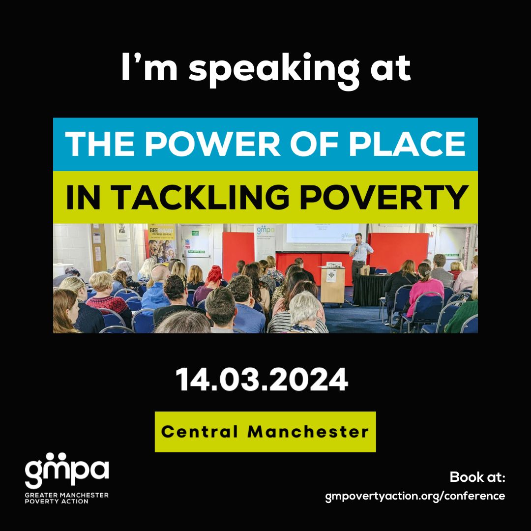 Our CEO, @LiamEaglestone, is today talking about the importance of place-based partnerships at a conference on the role of local places in driving down poverty and boosting living standards organised by @GMPovertyAction #ChangingLivesForGood #PlacesAgainstPoverty
