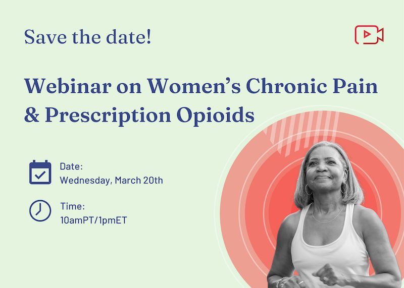 Don't forget to register for our webinar on Women's Chronic Pain and Prescription Opioid Use happening next Wednesday! We will share new resources designed for women and service providers & discuss recommendations for policy & practice. Register here: buff.ly/3TB7hIC