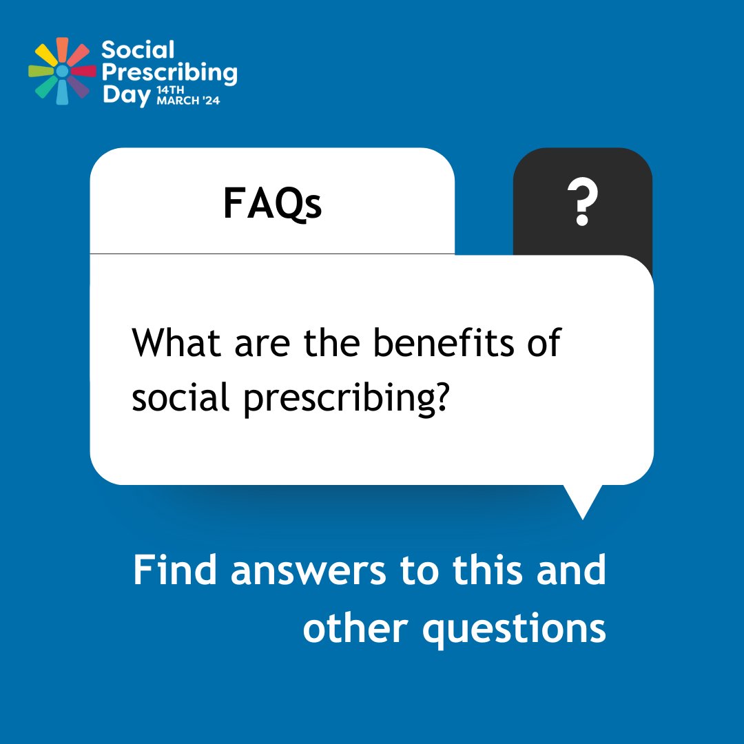 Want to find out more about #SocialPrescribing?

Take a look at our frequently asked questions to learn more about social prescribing & how to get involved: ow.ly/ABX950QRhtz

Share this with someone who wants to find out more about social prescribing

#SocialPrescribingDay