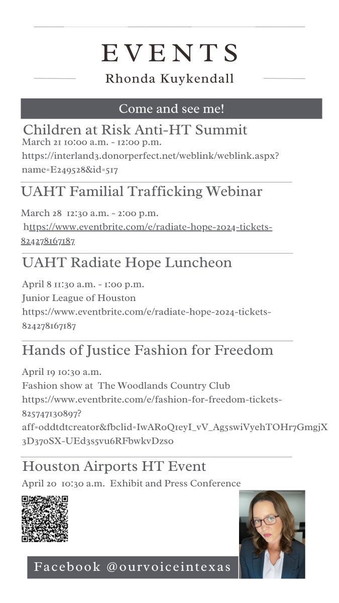 March and April Events
Come and see me!