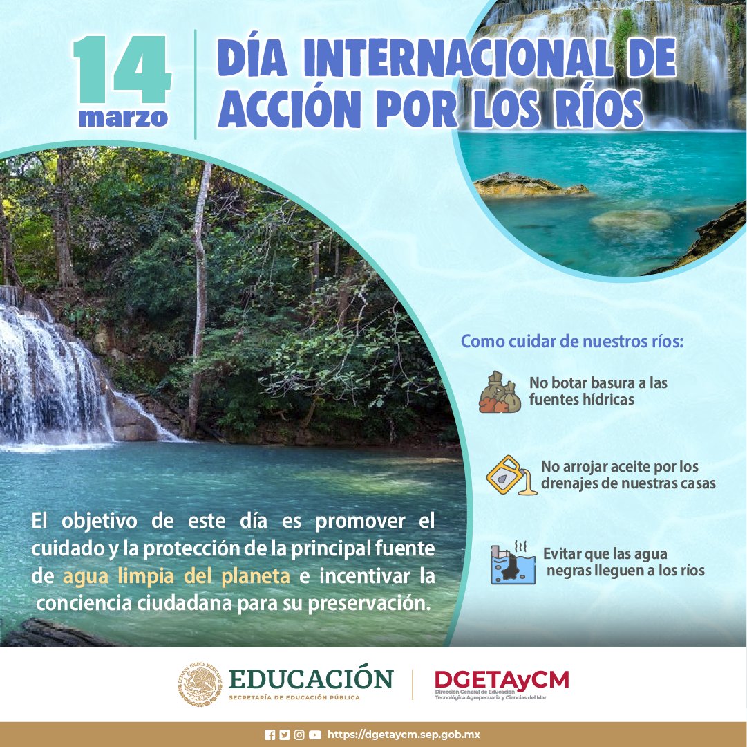 Uncader2's tweet photo. 14 de marzo
 Día internacional de las matemáticas
Día del número "Pi"
Día Internacional de la acción por los ríos https://t.co/L0RgpV8VVQ