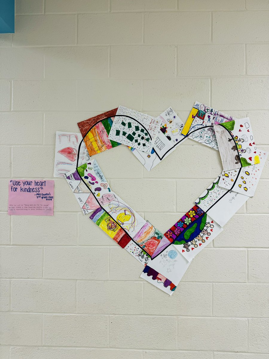 “Use your heart for kindness” 
Our class created a mural showing ways we can be kind in school! Third grade had so much fun creating this wonderful piece of art🧡💙 #lexcs #learngrowlead #cees