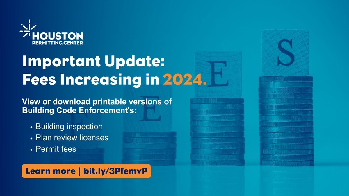 COHPermits's tweet image. @cohpermits Effective January 1, 2024, building inspection, plan review, licenses, and permit fees, including the administrative fee, have automatically increased by 2.662727%. Learn more here: bit.ly/3PfemvP
#permitfee #licenses #importantupdates