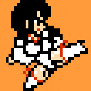 ファミコンドット風8bit沙夜ちゃん☆
蹴り!
コナミレディさんは尻を向けて蹴るので
沙夜は前側で! 