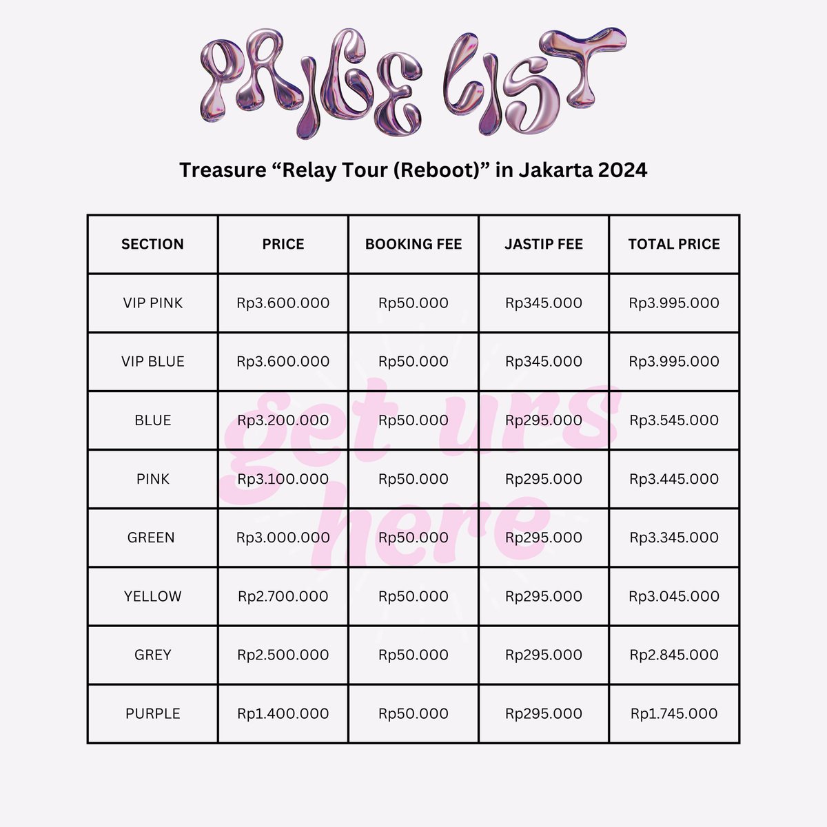 geturshere's tweet photo. [Jastip Tiket] TREASURE – Relay Tour Reboot in Jakarta &amp; Kuala Lumpur 

✅ WV Fanclub Membership
✅ Gensales

💌 Bookslot thru DM (VERY LIMITED SLOT)

‼️tnc check this thread‼️

t. jastix konser concert ticketing service wts wtb

#TREASUREinKL #TREASUREinJakarta https://t.co/1afxtjn43D
