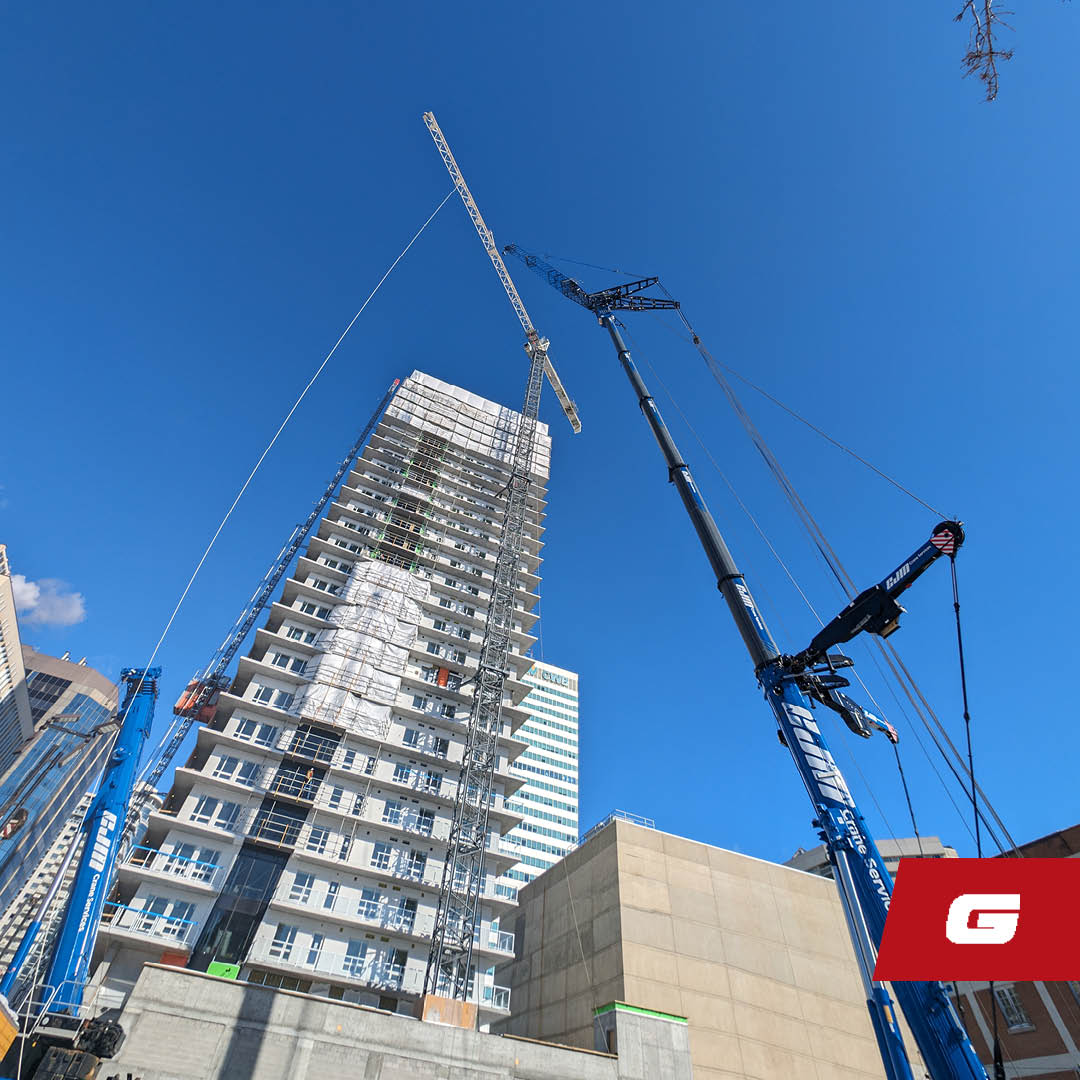 Our Falcon One project in downtown Edmonton achieved a major milestone last week! One of the largest mobile cranes in Alberta was on site for the demobilization of the tower crane. The tower envelope is nearing completion and interior finishes are progressing well.