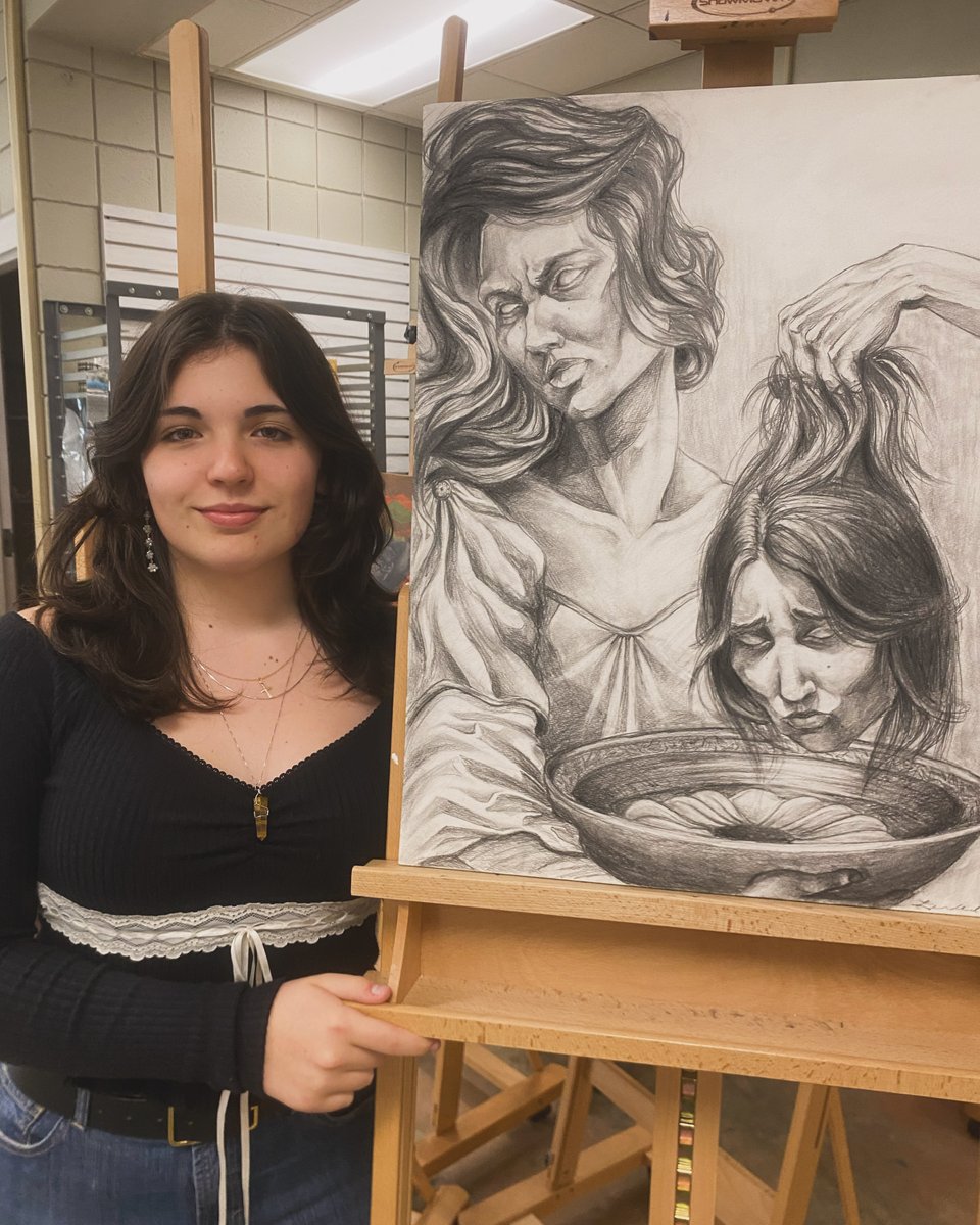 pulaskiacademy's tweet photo. ๐๐ผ๏ธ Huge congrats to our talented artist, #PAGrade10 student Elizabeth Lendel! ๐จ Her stunning work "Beheading of Insecurity" was accepted to the Arkansas Museum of Fine Arts' 63rd Young Arkansas Artists Exhibition. ๐ We're so proud! #PACreate https://t.co/jgPMZTmAMJ