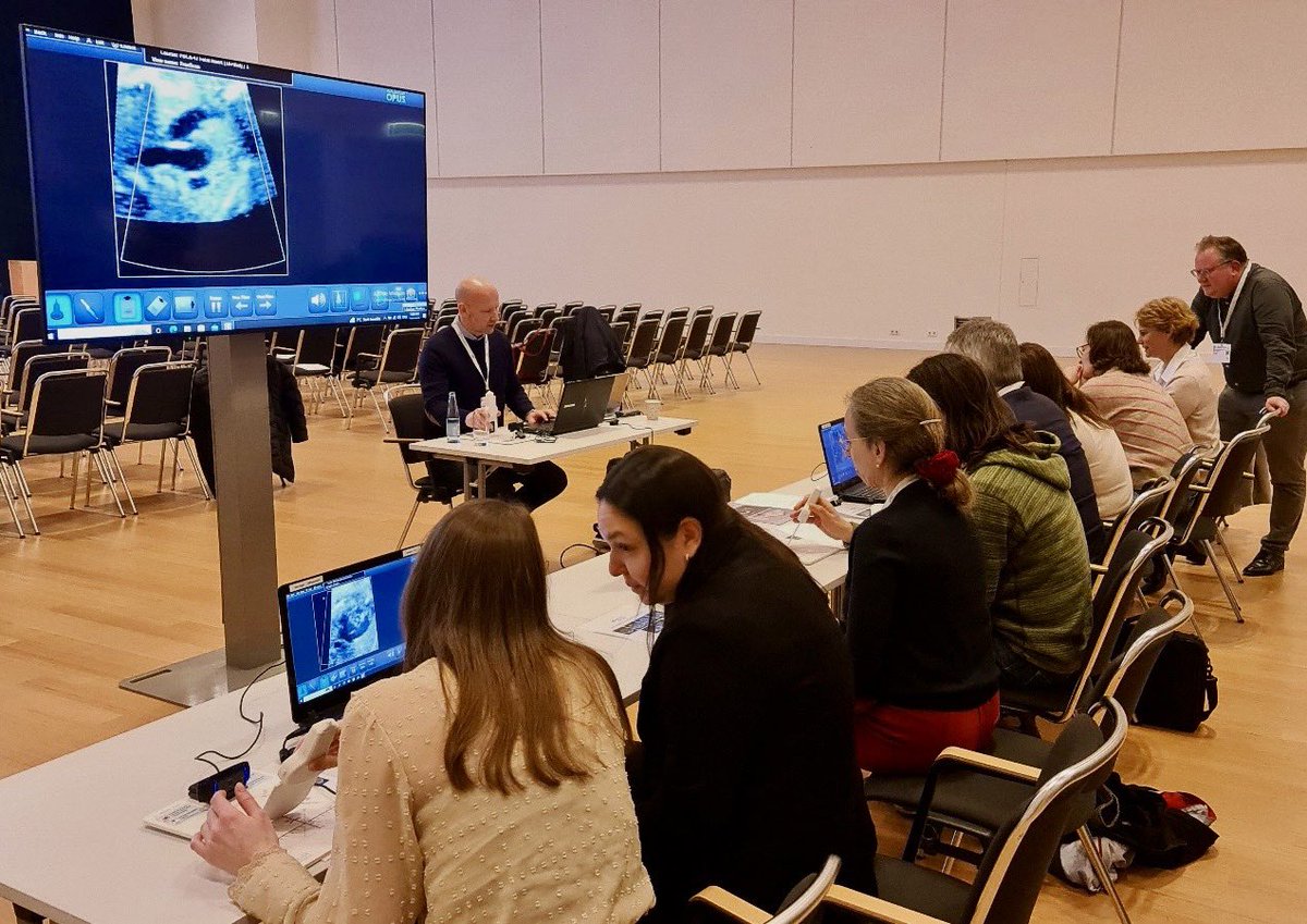 Das Team unserer Fetalkardiologie (Steinhard, Laser, Hecht) hat auf der Jahrestagung 2024 erstmals einen Simulationskurs für Kinderkardiologen angeboten. Die Teilnehmer übten das intrauterine Schallen von fetalen Herzen, dazu gab es Tipps und Tricks von den Tutoren. #DGPK #DGTHG