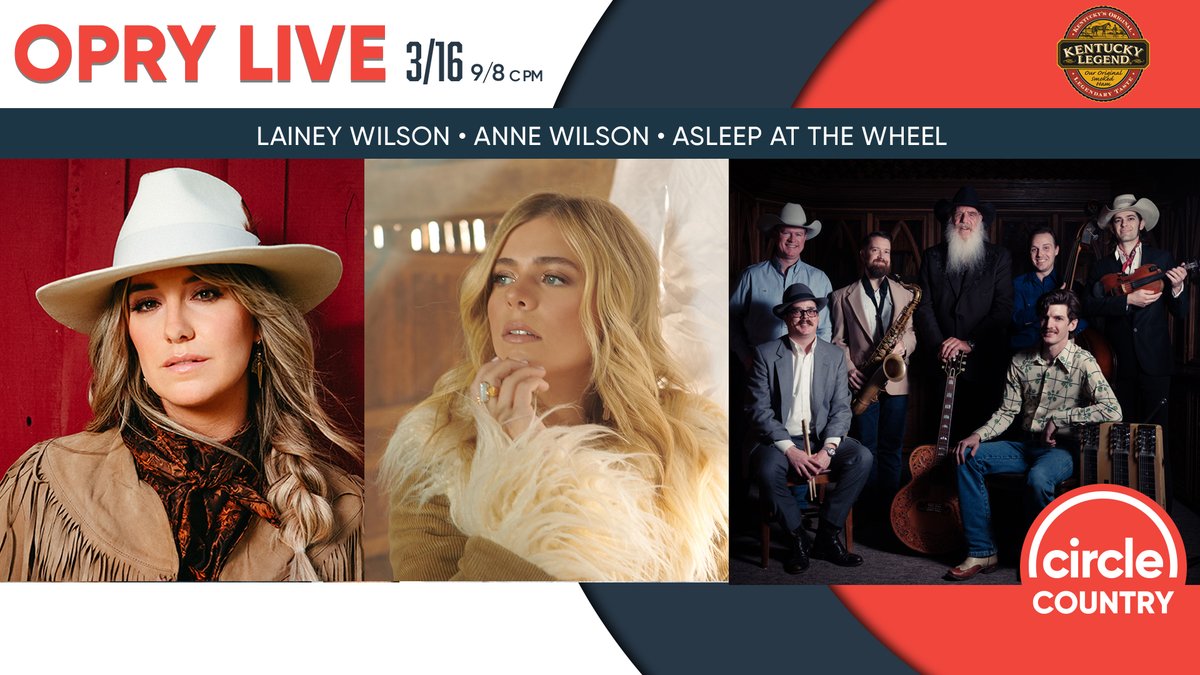 1 #OpryLive, 3 great artists! 🎙️Don’t miss the premiere ft. @AATW1970, @Annewilsonmusic, and @laineywilson tonight at 9/8c pm brought to you by @kentucky_legend. What Legendary Meals are Made of. Watch on Circle Country, Circle All Access’ Facebook + YouTube, or Circle Now app.