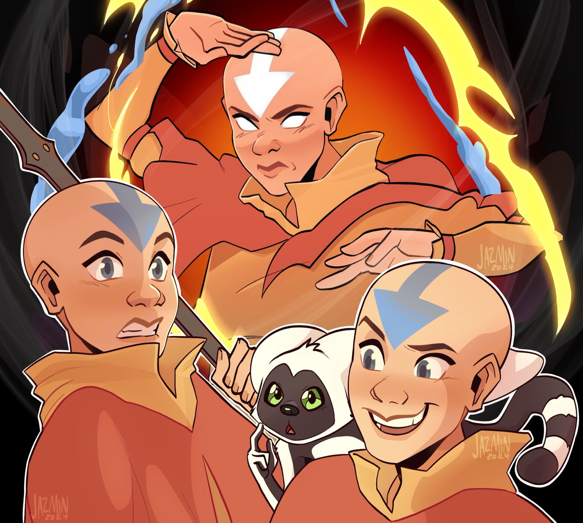 「Avatar Aang-#atla #AvatarNetflix  #Avata」|Jazmin 🏵️ MUTANT MAYHEM TRAILERのイラスト