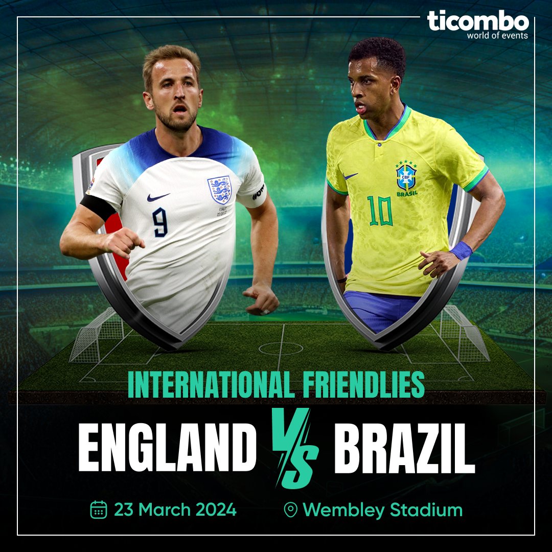 ticombo_tickets's tweet photo. 🏆Are you #TeamEngland or #TeamBrazil? Join the excitement of the International Friendlies live. Book your spot through #Ticombo and feel the thrill of world-class football.

#EnglandVsBrazil #FootballLegends #InternationalFriendlies #SecureBooking https://t.co/JJ3dVE4UO2