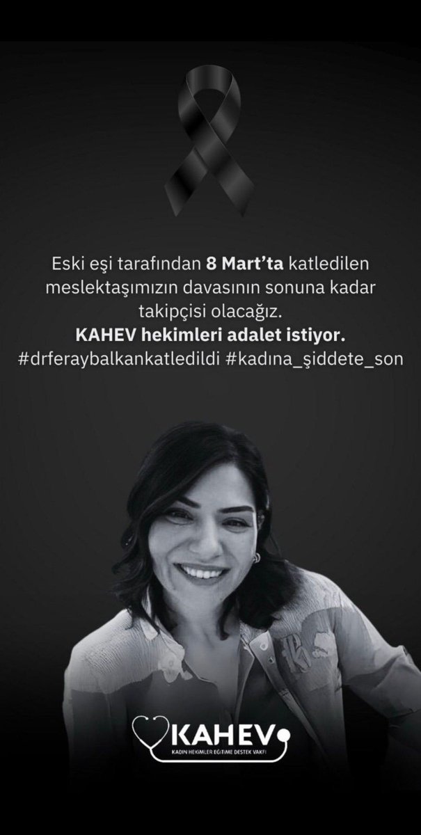 ftmgnctrk1's tweet photo. Eski eşi tarafından 8 Martta katledilen meslektaşımızın davasının sonuna kadar takipçisi olacağız.
KAHEV hekimleri adalet istiyor.
#drferaybalkankatledildi #kadına_şiddete_son https://t.co/T6vJQ2oMYw