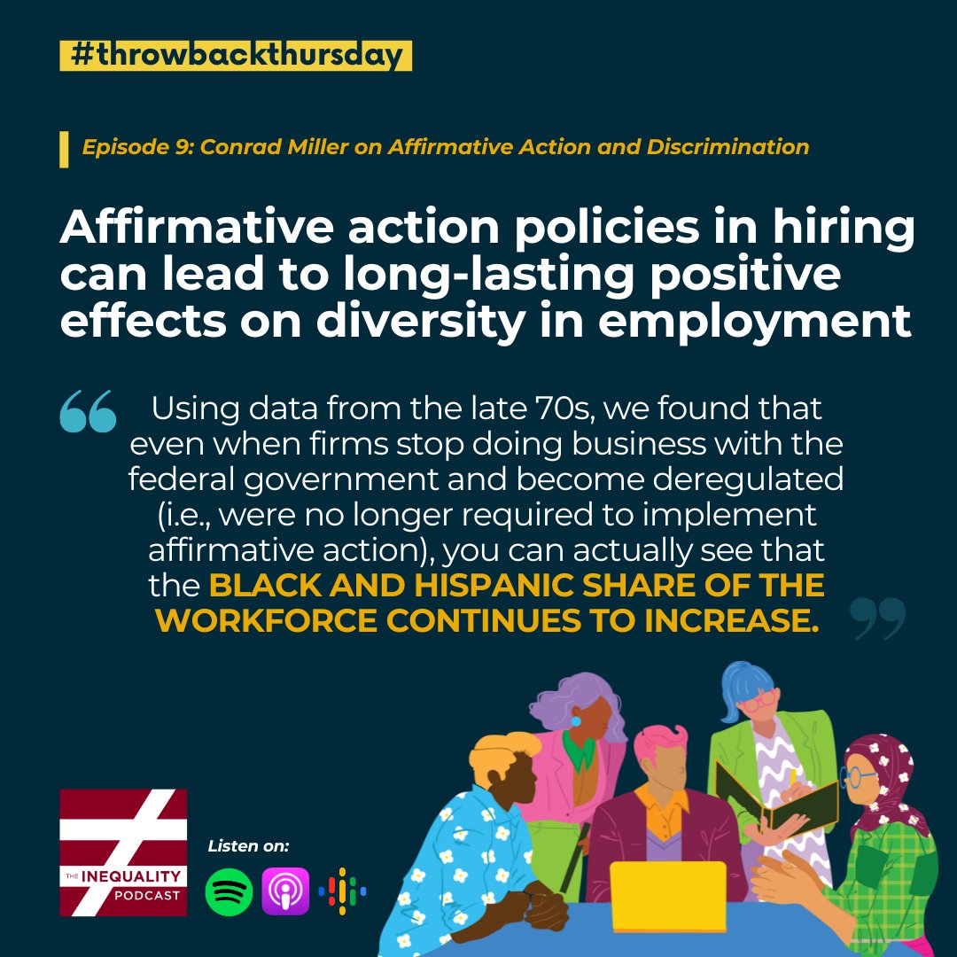 Throwing it back to Season 1 of The Inequality Podcast! Contrary to popular belief, ending affirmative action policy does not necessarily mean the positive effects disappear. Even in its absence, affirmative action promotes diversity in hiring practices. How does this happen?…