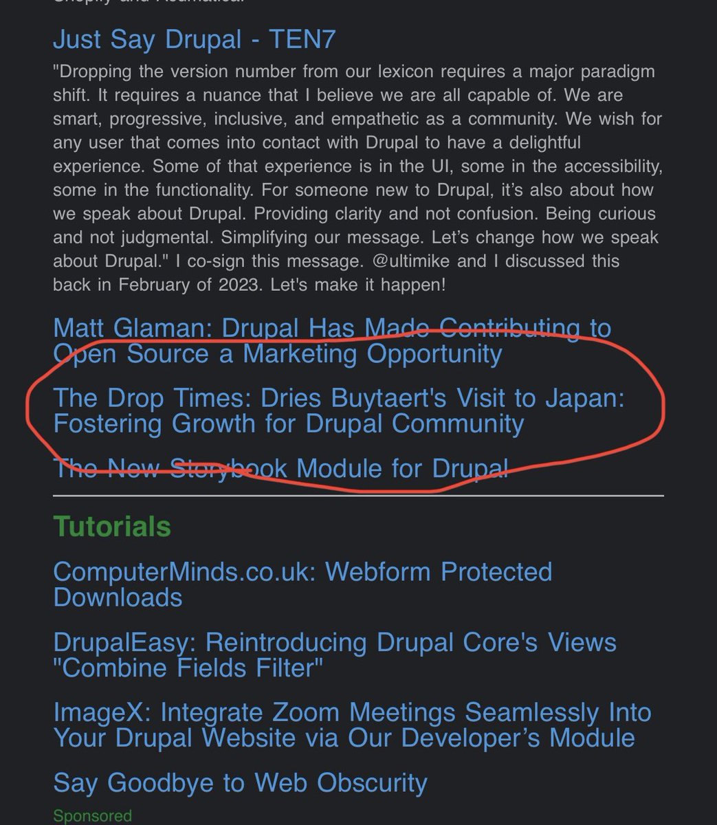 maruyamahiakru's tweet photo. お、今日配信のTheWeeklyDropにイベントの記事が掲載されてる!
https://t.co/RL5JYY0VCS
#drupal_dries https://t.co/skTIugF9xY