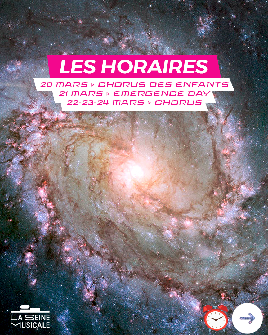 festivalchorus's tweet photo. HORAIRES DU WEEK-END⏰ Synchronisation des montres 💫 À toi de savoir quelles galaxies tu veux contempler le week-end prochain !
🚀 Vole prendre ta place si ce n’est pas déjà le cas !
💁🏻‍♀️Toutes les infos pratiques sont sur notre site !
https://t.co/Awgvyq8uno
#chorus24 #festival https://t.co/mcNW9QjSvR
