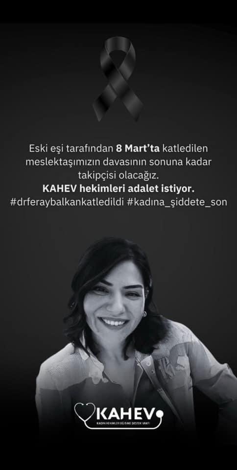 OlgerHatice's tweet photo. Eski eşi tarafından 8 Martta katledilen meslektaşımızın davasının sonuna kadar takipçisi olacağız.
KAHEV hekimleri adalet istiyor.
#drferaybalkankatledildi #kadına_şiddete_son https://t.co/5vSrioQlZ3