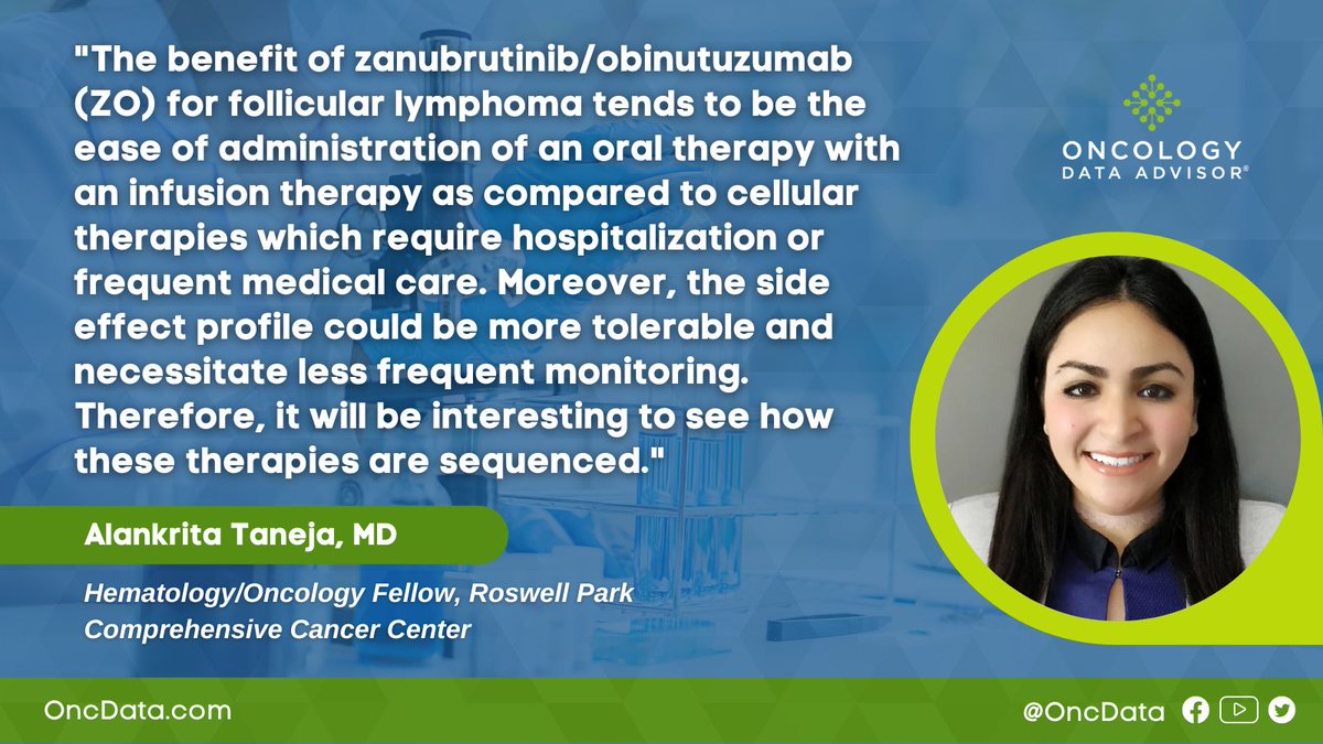 Did you hear that #zanubrutinib/#obinutuzumab has received #accelerated #FDA approval for #FollicularLymphoma (#FL)? Hear about the trial and insights on the approval from @TanejaMD in this article, and comment your thoughts below!

oncdata.com/news/zanubruti…

#lymsm