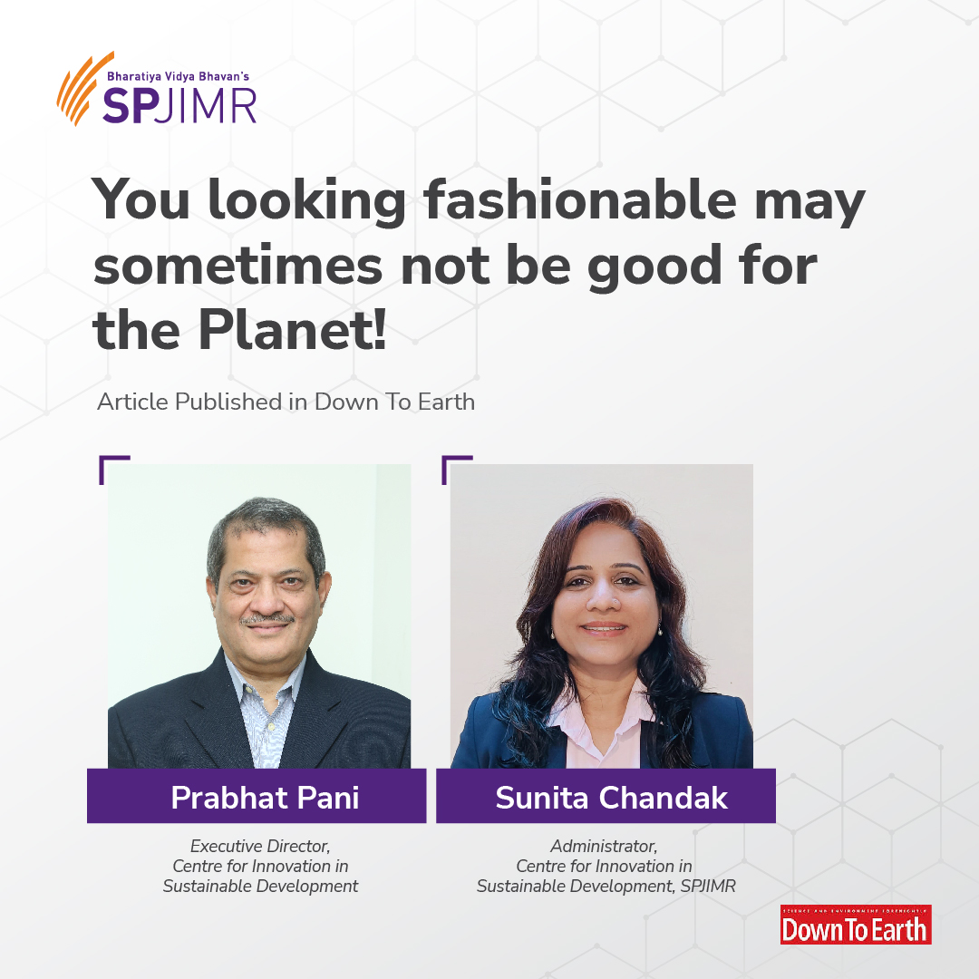 SPJIMR's tweet photo. In our latest article by Prabhat Pani &amp; Sunita Chandak from CISD, SPJIMR  discover how trendy fashion isn't always eco-friendly, but with circular fashion choices, we can make a positive impact on the planet. 
Read more: https://t.co/ieQlMXP8M7 https://t.co/GkUqaEXhiQ