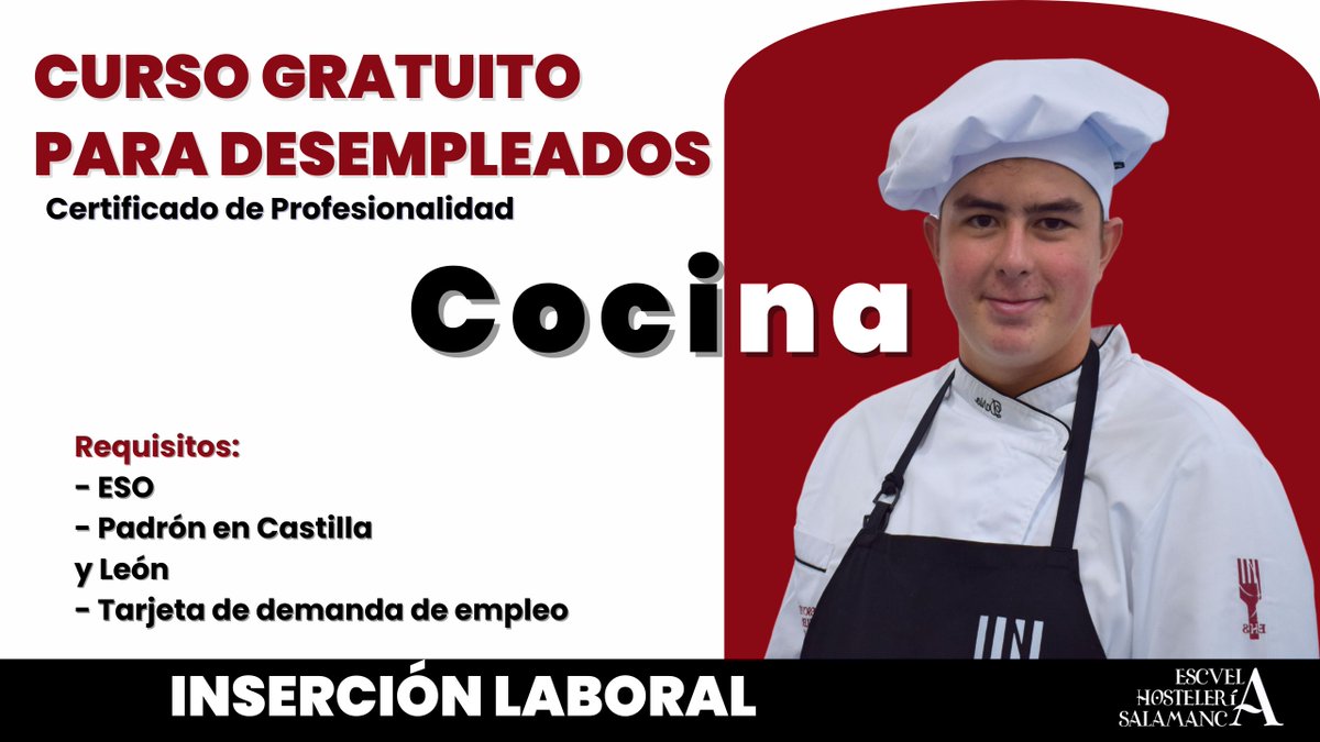 ¿Estás interesado? Contacta con nosotros a través de los números: 
📞923 690 140 / 601 99 08 89
Plazas limitadas!!
#cursosgratis #empleo #cocina #hosteleria #profesión