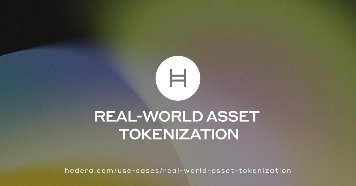 Real-world asset #tokenization is set to reshape the global economy, and the #Hedera network - with regulatory compliance, and low, predictable fees - is providing the infrastructure for this transformation. Explore #RWA tokenization on Hedera today: 🔗 hedera.com/use-cases/real…