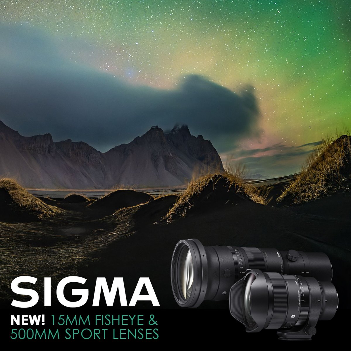 💥 NEW LAUNCH 💥 Capture expansive landscape, star-filled skies, creative portraits and architecture alongside high speed sporting moments with the new Sigma 15mm F1.4 DG DN fisheye and 500mm F5.6 DG DN OS. 📸 Find out more on our website: bit.ly/4a7Be9f