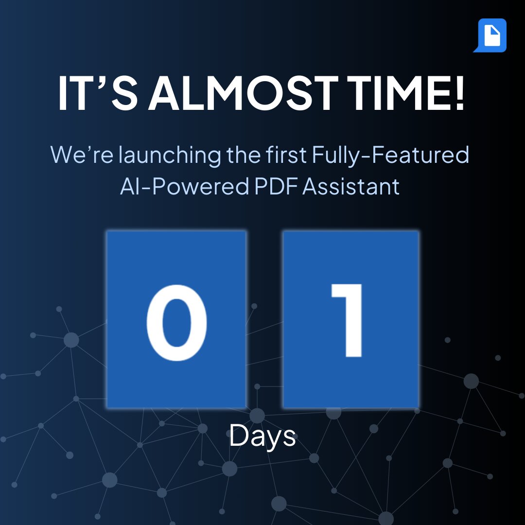 pdfAssistant's tweet image. In just 1 day, we&apos;ll be launching pdfAssistant.ai, an #AI Assistant that streamlines #PDF processing for users of all skill levels.

Visit pdfassistant.ai and be among the first to experience the magic!

#PDFAssistant #chatbot #chatgpt #openai #PDFprocessing