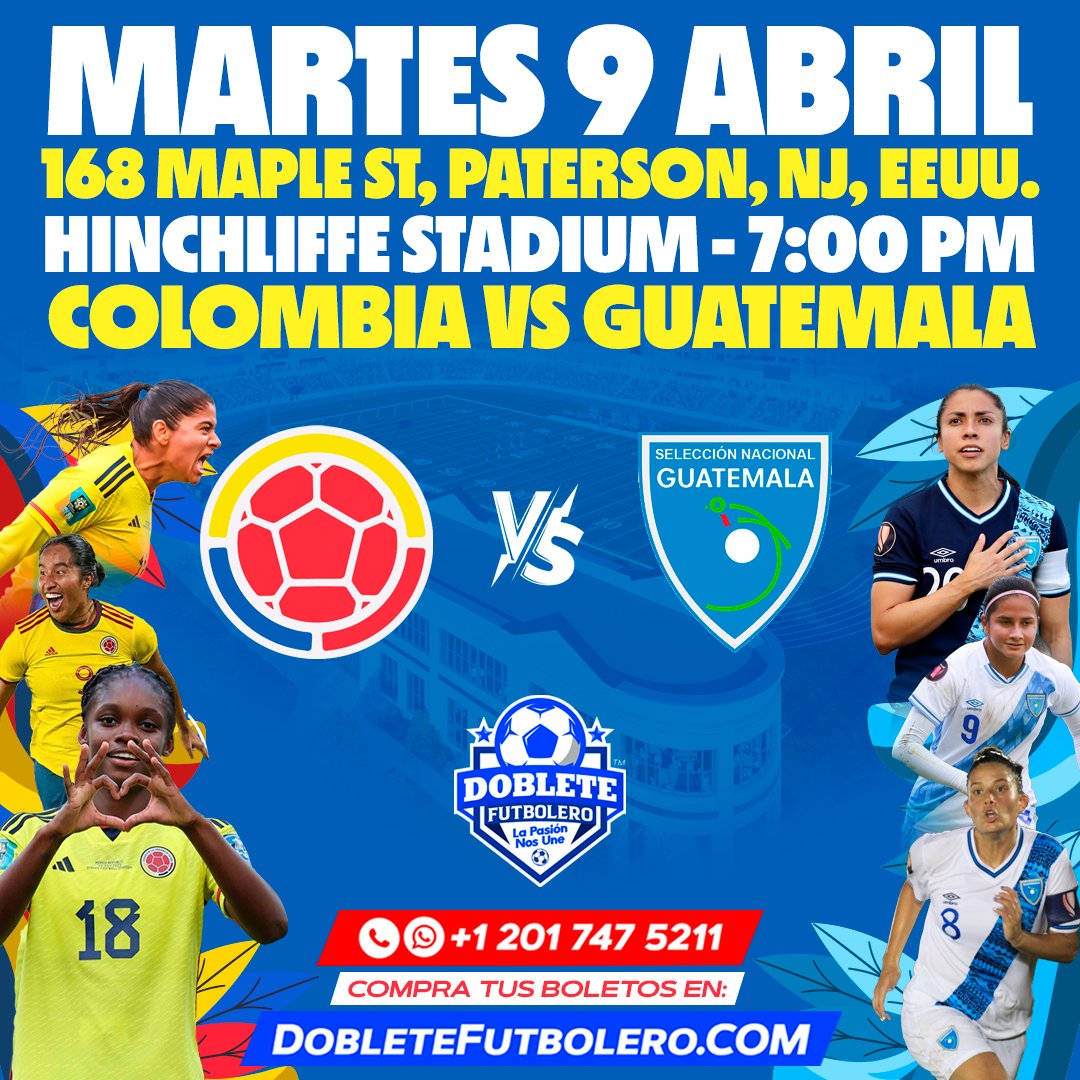 #DobleteFutbolero ⚽️ Las estrellas de la Selección Colombia Femenina harán presencia en #NewJersey el 9 de abril celebrando el mes de la mujer, desde el viernes puedes separar tus entradas en dobletefutbolero.com 😁 #RealMadrid #Colombia #CatalinaUsme #LindaCaicedo #Guate