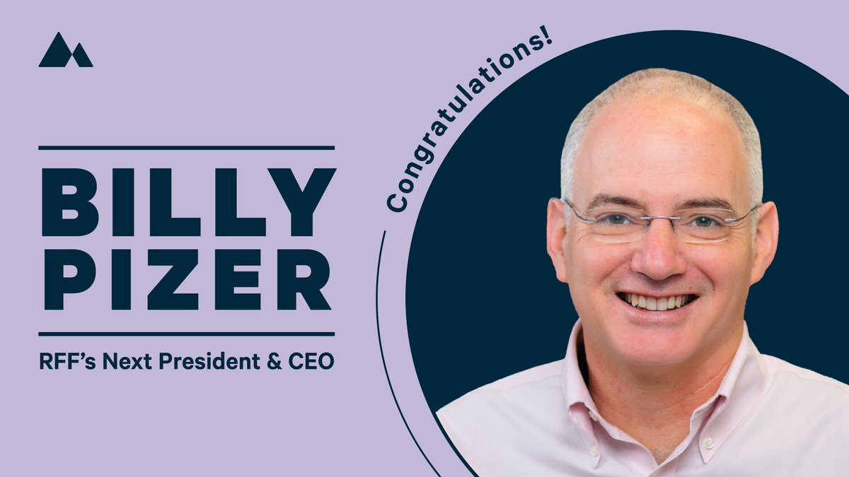 📣 Big news! 📣 We’re excited to share that @billypizer will be RFF’s next president and CEO. We will officially welcome Billy to his new role on May 1 and look forward to his continued leadership at RFF! Learn more! 👇 rff.org/news/press-rel…
