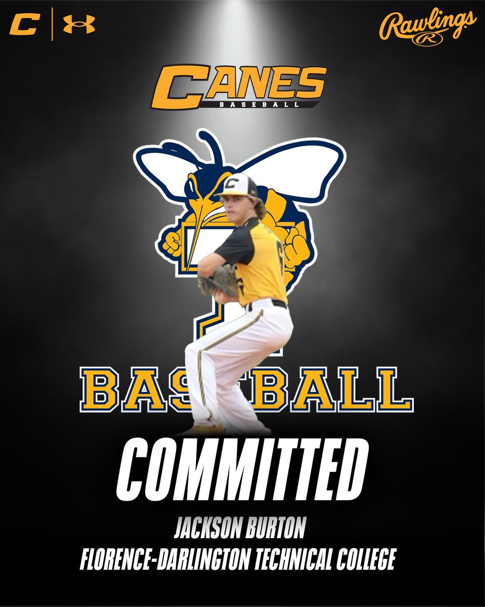 Canes 2024 OF/RHP Jackson Burton (Lexington, SC) has committed to Florence-Darlington Technical College! #TheCanesBB | #Committed #DifferentBrandOfBaseball