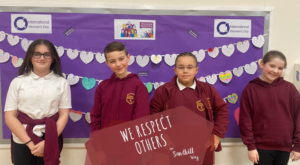 RawmarshSP's tweet image. To celebrate International Women’s Day 2024, Year 5 and 6 were invited to write about the women who inspire them. 🤩

Thanks to Mrs Hudson and Mrs Elvidge, their work has been transformed into a beautiful display for the whole school to read in the hall. 💜🥰